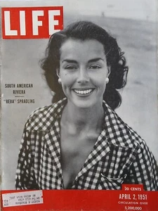 Life Magazine 2 avril 1951, Beba Spradling **FEUILLE DE COUVERTURE UNIQUEMENT** - Photo 1/1