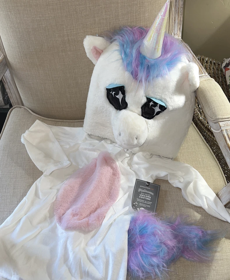 Disfraz de Halloween de unicornio de peluche Pottery Barn para niños talla 4 5 6 cabeza y parte superior Foto 1 de 4