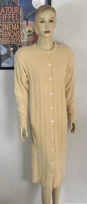 Vtg Liz Claiborne Ivory Lambswool Angora Blend Cable Knit Sweater Dress 34” Bust - Image 1 of 4