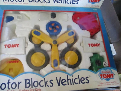 TOMY Preschool Motor Blocks Vehicles, Train, Plane, Race Car  & Helicopter - Image 1 of 4