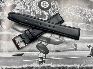Correa de reloj Hadley-Roma muy flexible de piel de becerro de 19 mm vintage años 60 con hebilla de acero - Imagen 1 de 3