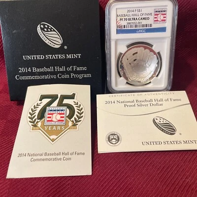 2014 P $1  Baseball Hall of Fame NGC PF 70 Ultra Cameo - Image 1 of 3