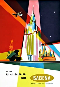 U DS S R URSS en la URSS con cartel de viaje impreso de Sabena - Imagen 1 de 1