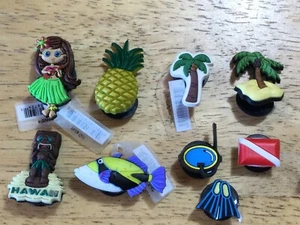 HAWAII BEACH PALM TREE FISH TIKI OCEAN SNORKLE AUTHENTIC JIBBITZ SHOE CHARM - Picture 1 of 18