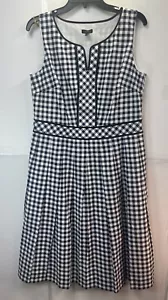 VESTIDO TALBOTS para mujer GINGHAM SIN MANGAS ENTALLADO Y ACAMPANADO - TALLA 10 - Imagen 1 de 7