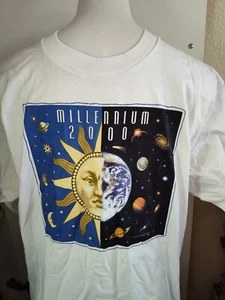 VINTAGE 2000 MILLENNIUM BRANDWEIN HEARTLAND T SHIRT SPACE PLANETS SUN MOON USA - Picture 1 of 5