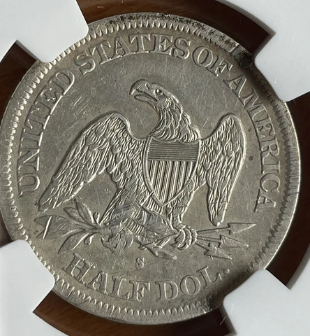 Sweet 1865 S Seated Liberty 50c Half Dollar ~ NGC ~ XF details Cover