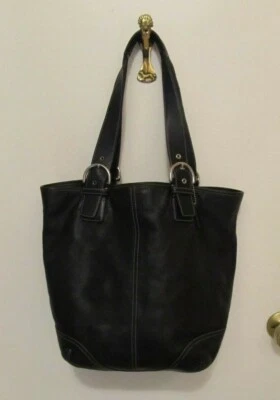 COACH 9547 VINTAGE 15X16X8 BLACK LEATHER WEEKENDER CARRYALL WORK BABYBAG TRAVEL! - Image 1 of 4
