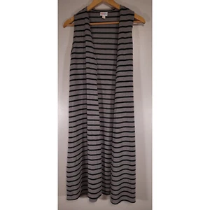 LuLaRoe Women's XS Gray & Black Striped Sleeveless Long Knit Duster Cardigan - Picture 1 of 5