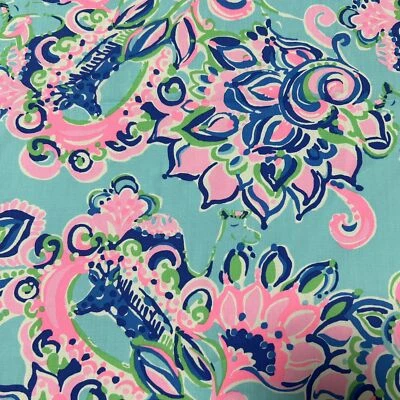Tela de popelina de algodón Lilly Pulitzer azul horizonte selva amanecer 36" X 57" Foto 1 de 4