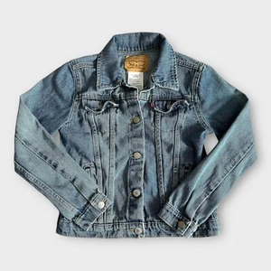 Levi Strauss Girl Denim Jean Trucker Jacket Sz LG Blue Button Front Youth 12-13 - Picture 1 of 6