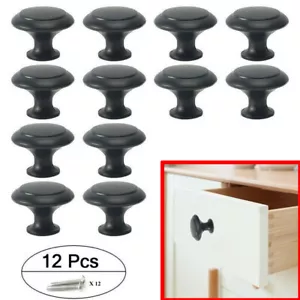 12 Pcs Door Knobs Black Alloy Cabinet Pulls Handles For Cupboard Drawer Kitchen - Picture 1 of 7