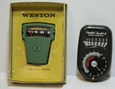 2 Medidores de exposición Weston de colección medidor de luz Master II 735 y verde para reparación Foto 1 de 4