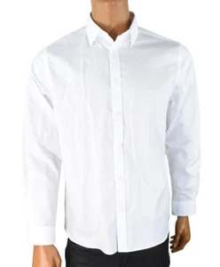 Michael Kors Mens Dress Shirt L 16 32/33 New White Slim Fit Linen Cotton Blend - Picture 1 of 9