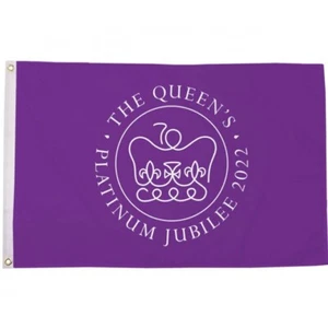 GRANDE QUEENS PLATINUM JUBILEE BANDERA PÚRPURA 5 ft x 3 ft BRITÁNICA COLECCIONABLE - Imagen 1 de 1
