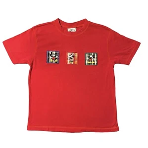 VTG Mickey & Co Mickey & Minnie T Shirt Red Plaid Accents Kids Size L 14-16 - Picture 1 of 6