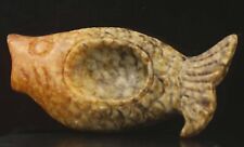 Old China natural jade hand-carved statue of fish inkstone