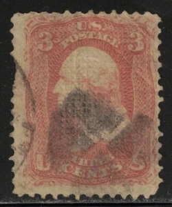 US Stamp Scott # 94 Rose 3cent Washington with F Grill - Used - Picture 1 of 2
