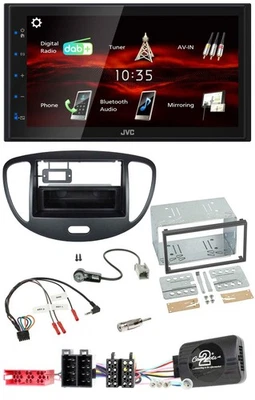 JVC USB Bluetooth Lenkrad DAB 2DIN Autoradio für Hyundai i10 2009-2013 schwarz - Bild 1 von 4