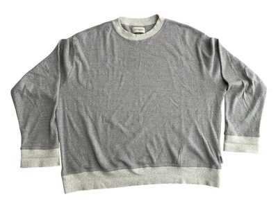 Oliver Spencer Crewneck Quiet Luxury Cotton Pullover Sweatshirt Gray/White Sz XL - image 1 of 4