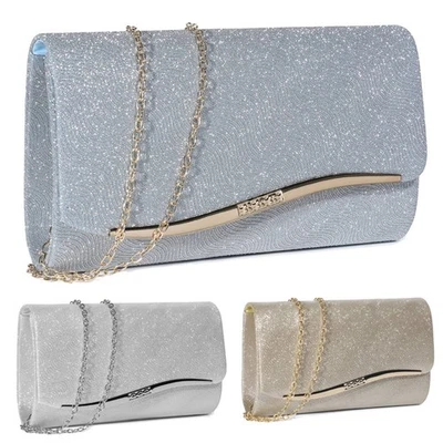 Mujeres Noche Bolso sin asas Brillante Brillo Bolso de mano Damas Novia Boda Baile de graduación Fiesta Foto 1 de 4