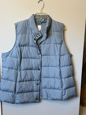 Colete acolchoado feminino J. Jill tamanho 2xL azul claro botão para baixo - Imagem 1 de 4