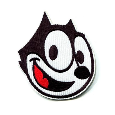 Felix the Cat Embroidered Iron On Patch – Classic Cartoon Face Patch - Image 1 of 2