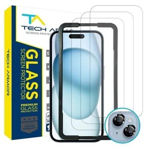 Tech Armor Screen Protector for iPhone 15 6.1 inch - 3 Pack + Bonus Camera Lens - Picture 1 of 7