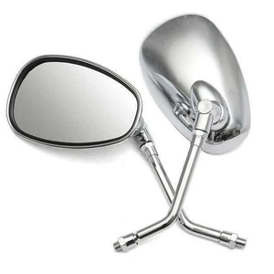 Motorrad Spiegel Paar in Chrom Seitenspiegel Set mit M10 Rechtsgewinde Roller DE - Bild 1 von 10