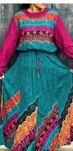Abito vintage Carol Little Boho fluente contadino taglia 14 zingaro - Foto 1 di 10