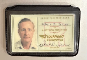 Vtg Retired Aviation Employee Photo ID Badge: LOCKHEED CORP;  w/  Plastic Holder - Picture 1 of 4