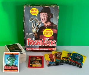 1988 Topps Fright Flicks COMPLETE Set 90 Cards 11 Sticker 4 Unopened packs & Box - Picture 1 of 10