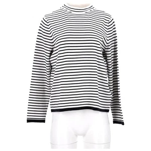 Tommy Hilfiger Womens Relaxed Fit Striped Blue Pullover Jumper L Cotton Wool - Picture 1 of 11