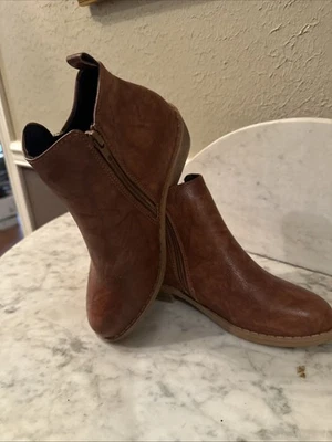 Woman’s Size Light Brown Bootie Flat Heel Ankle Boots - Image 1 of 4