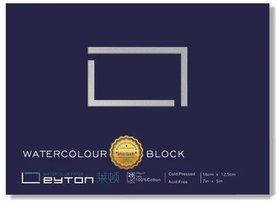 Non-Warping 100 Cotton Watercolor Paper Block - 20 Sheets of 160lb/350gsm Cold - Image 1 of 4