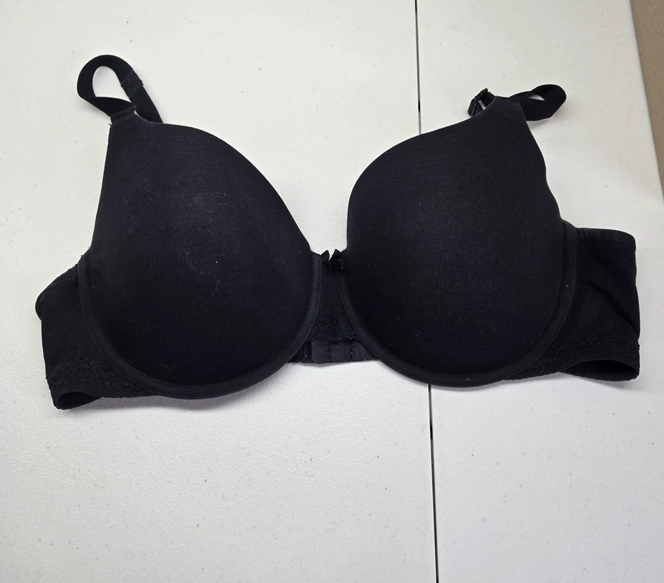 Ambrielle Mujer Sujetador 40DD Negro Algodón Orgánico Demi Camiseta Con Aros Foto 1 de 4