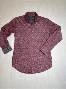 Tasso Elba Hemd Herren Gr. Small Rosa Grafik Baumwollmischung Knopfleiste Langarm - Bild 1 von 7
