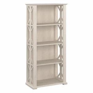 Pemberly Row 4 Shelf Farmhouse Bookcase in Linen White Oak - Engineered Wood - Picture 1 of 7