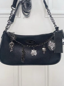 Ed Hardy small Black PURSE BAG  Charms Shoulder/Crossbody Bag NWT - Picture 1 of 11