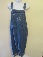 VINTAGE Cropped Denim Maternity Dungarees Overalls Size M UK 10/12 Euro 38/40