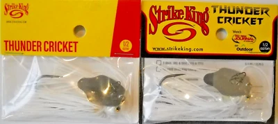 Lote de 2 STRIKE KING 1/2oz THUNDER CRICKET en color BLANCO Foto 1 de 2