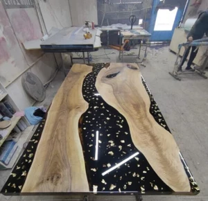 Beautiful New Epoxy Resin Art Live Edge Table Top Custom For Kitchen Slabs - Picture 1 of 5