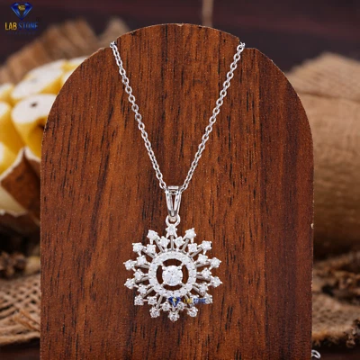 1.60 TDW Round Cut Diamond White Gold Pendant & Earring Set EF Color VS Clarity - Image 1 of 4