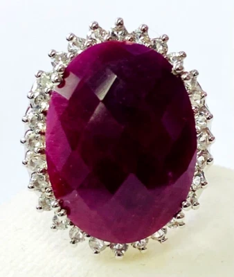 Anillo HSN Colleen Lopez Plata Esterlina Rubí Indio y Topacio Blanco Talla 6 Foto 1 de 4