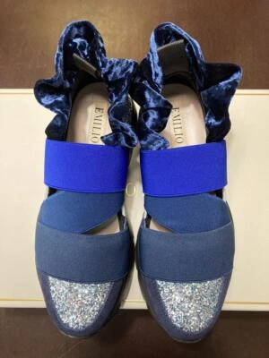 Zapatillas Emilio Pucci Azul Multicolor Lamé Encaje Mujer Talla 23cm Foto 1 de 3