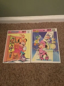 Vintage Golden Disney Minnie Mouse Frame Tray Puzzle Lot of 2 - Picture 1 of 5
