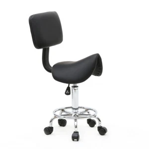 Ergonomic Saddle Stool Hydraulic Swivel Rolling Salon Massage Chair w/ Backrest - Picture 1 of 10