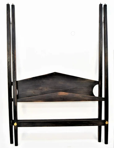Bench Made Queen Size Four Pencil Poster Canopy Bed in Black Finish Cover