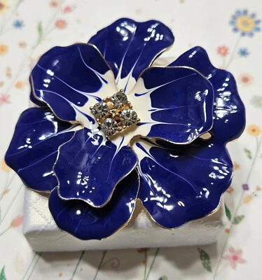 Broche prendedor colgante flor azul retro inspirado vintage años 50 moda de verano Foto 1 de 4
