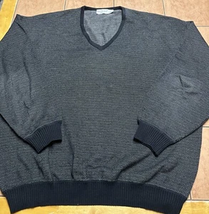 Suéter De Colección St Croix Tejidos Para Hombres Talla XL Negro Patrón Ojo de Pájaro Pullover Cuello en V - Imagen 1 de 7